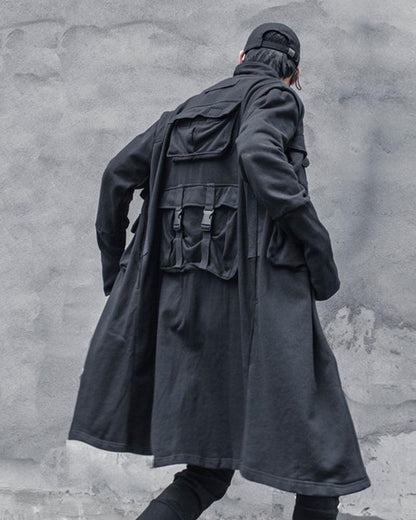 Manteau Cargo Urbain Polyvalent -  style futuriste - Manteau Cargo Urbain Noir et Futuriste