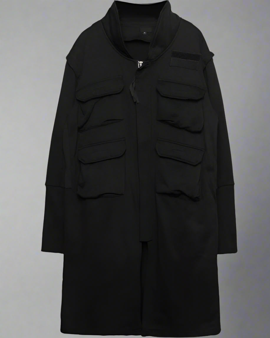 Manteau Cargo Urbain Polyvalent -  vêtements polyvalents - Manteau Cargo Urbain Noir et Futuriste