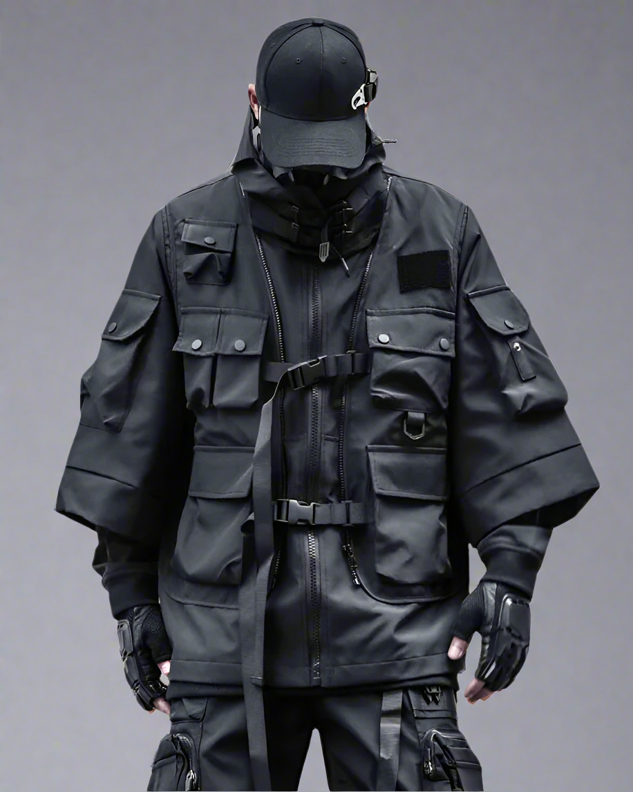 Manteau Cyberpunk Futuriste - manteau cyberpunk - Manteau Cyberpunk Futuriste en Polyester Noir