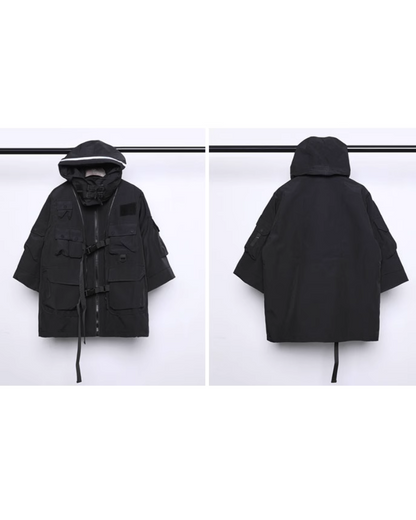 Manteau Cyberpunk Futuriste - manteau cyberpunk - Manteau Cyberpunk Futuriste en Polyester Noir