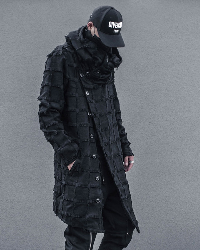 Manteau à Franges Rayé Élégant -  franges - Manteau Long Élégant à Franges pour un Style Moderne