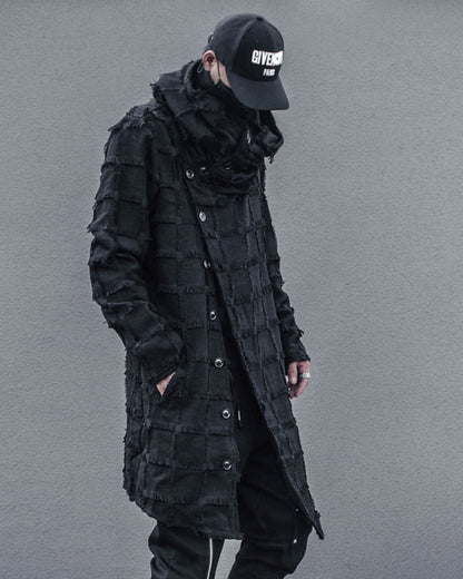 Manteau à Franges Rayé Élégant -  franges - Manteau Long Élégant à Franges pour un Style Moderne