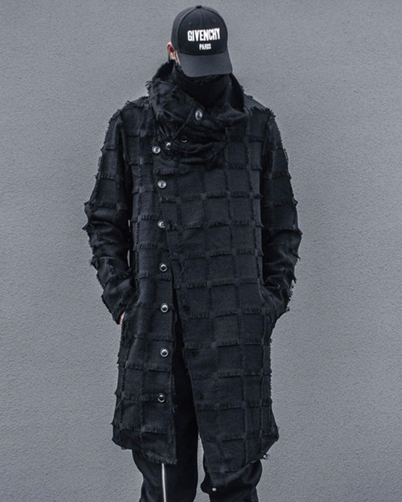 Manteau à Franges Rayé Élégant - manteau - Manteau Long Élégant à Franges pour un Style Moderne