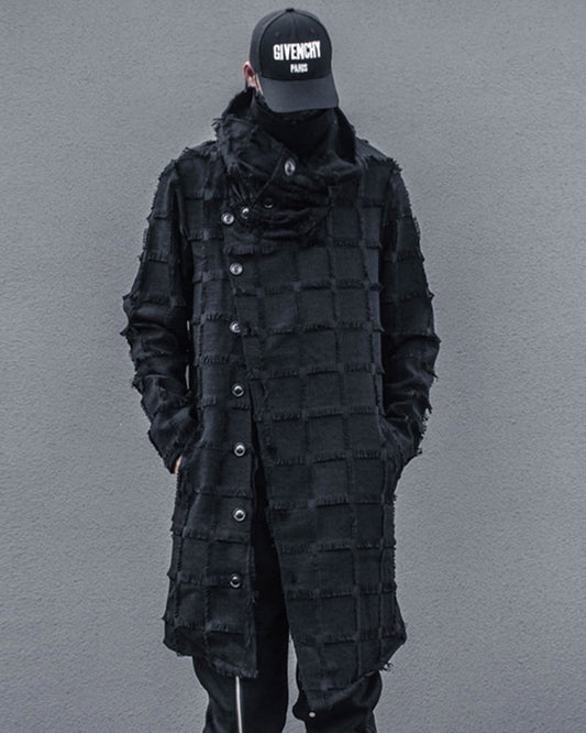 Manteau à Franges Rayé Élégant - manteau - Manteau Long Élégant à Franges pour un Style Moderne