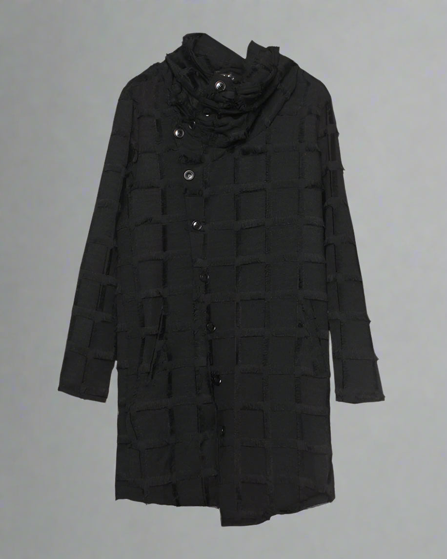Manteau à Franges Rayé Élégant -  techwear - Manteau Long Élégant à Franges pour un Style Moderne
