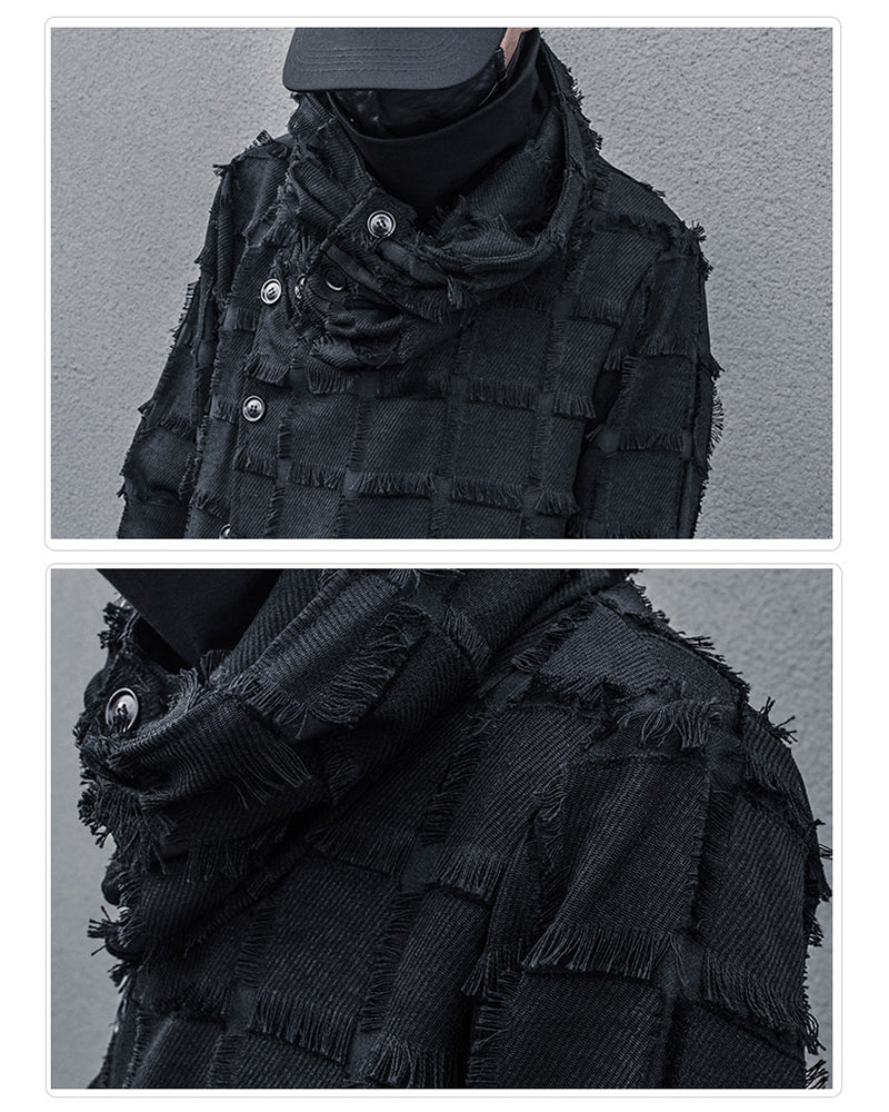 Manteau à Franges Rayé Élégant -  veste techwear - Manteau Long Élégant à Franges pour un Style Moderne