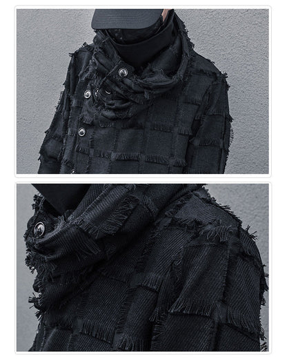 Manteau à Franges Rayé Élégant -  veste techwear - Manteau Long Élégant à Franges pour un Style Moderne