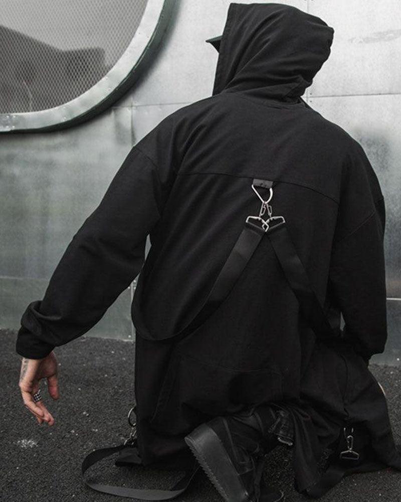 Manteau Long à Capuche Polyvalent -  capuche - Manteau Long à Capuche Techwear Élégant pour la Ville