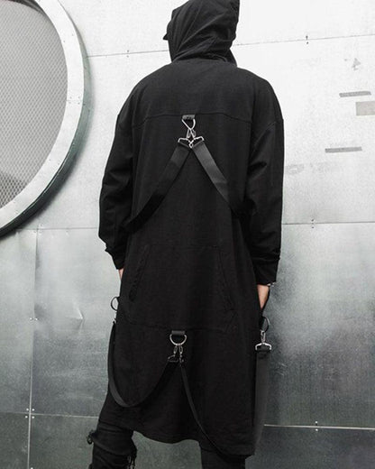 Manteau Long de Survie Urbaine -  design cyberpunk - Manteau Long de Survie Urbaine à Capuche