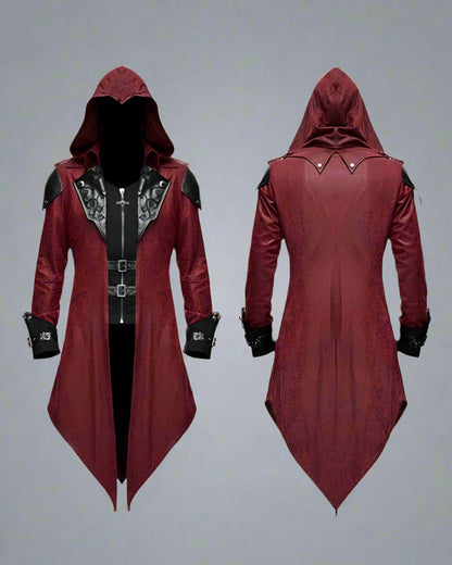 Manteau long gothique unisexe audacieux -  costumes de cosplay - Manteau gothique long unisexe avec broderie