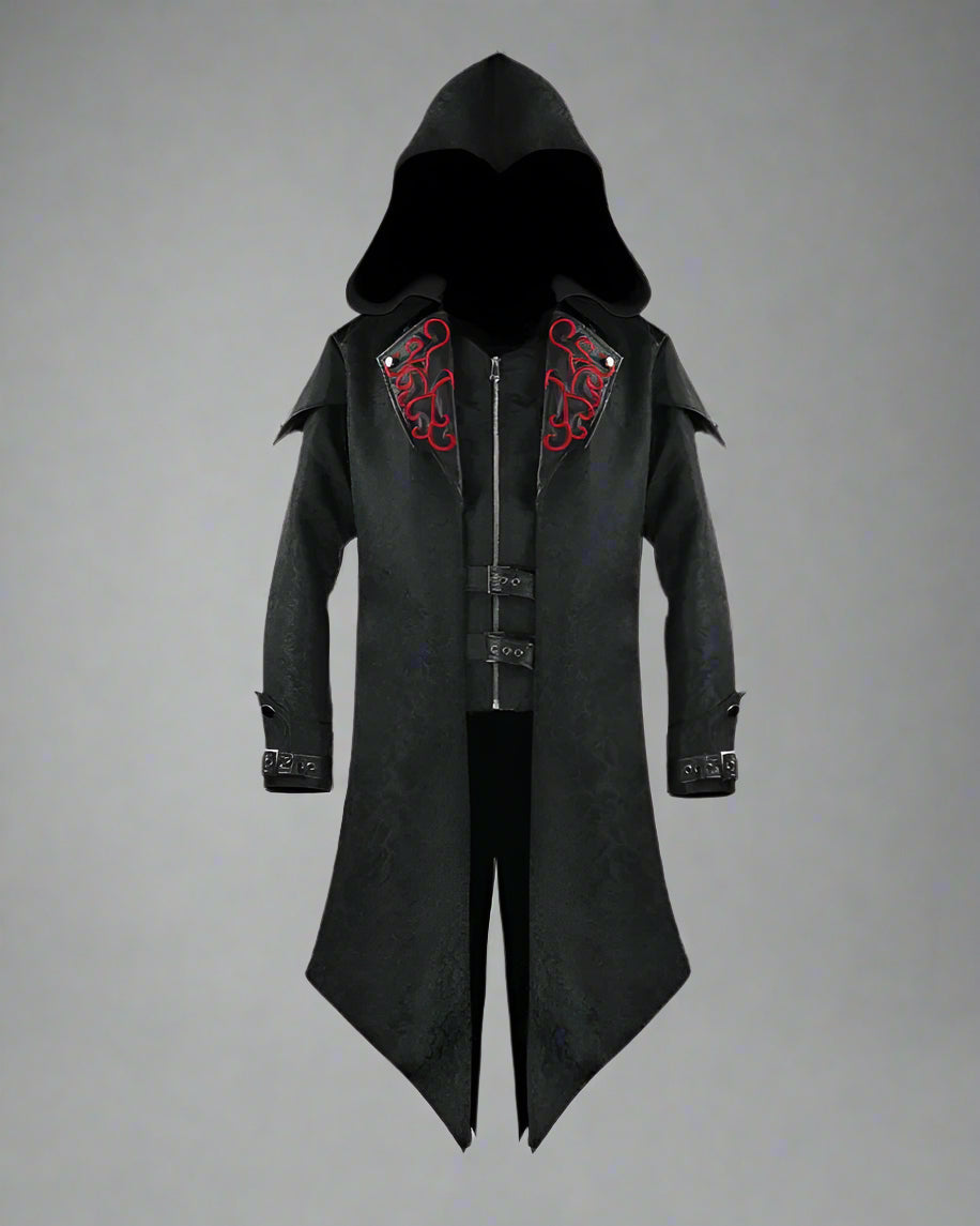 Manteau long gothique unisexe audacieux - manteau gothique - Manteau gothique long unisexe avec broderie