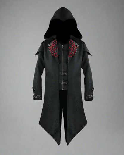 Manteau long gothique unisexe audacieux - manteau gothique - Manteau gothique long unisexe avec broderie