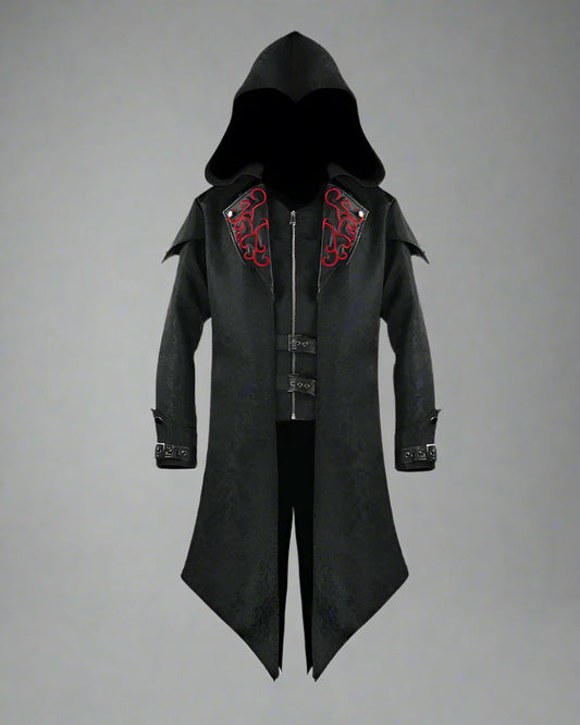 Manteau long gothique unisexe audacieux - manteau gothique - Manteau gothique long unisexe avec broderie