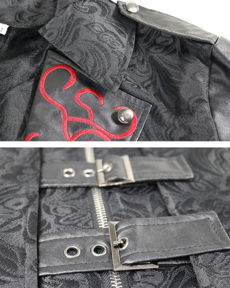 Manteau long gothique unisexe audacieux -  manteau à queue - Manteau gothique long unisexe avec broderie