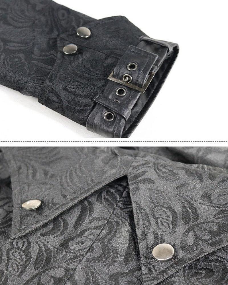 Manteau long gothique unisexe audacieux -  mode audacieuse - Manteau gothique long unisexe avec broderie