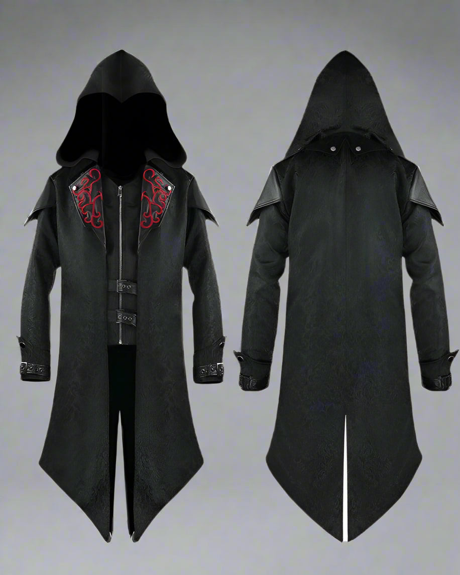 Manteau long gothique unisexe audacieux - style gothique - Manteau gothique long unisexe avec broderie