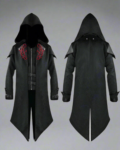 Manteau long gothique unisexe audacieux - style gothique - Manteau gothique long unisexe avec broderie