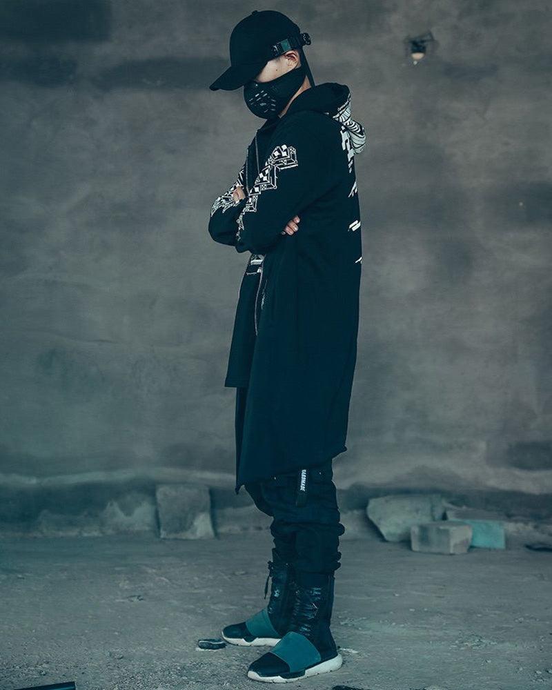 Manteau Long Sombre Avant-Garde -  manteau avant-garde - Manteau long sombre au style futuriste pour un look unique