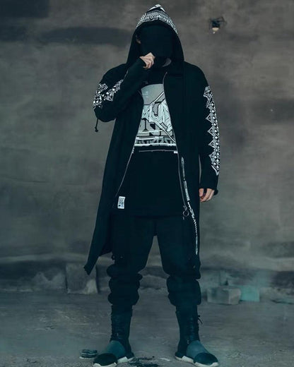 Manteau Long Sombre Avant-Garde - manteau - Manteau long sombre au style futuriste pour un look unique