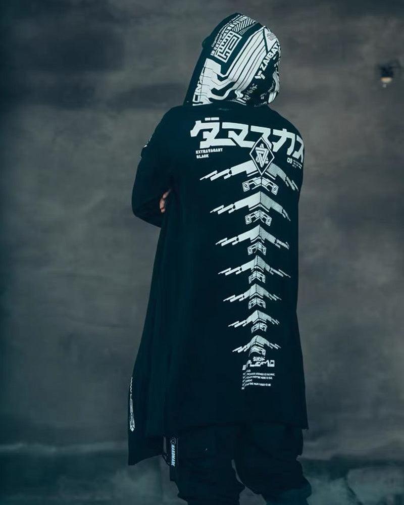 Manteau Long Sombre Avant-Garde -  manteau noir - Manteau long sombre au style futuriste pour un look unique