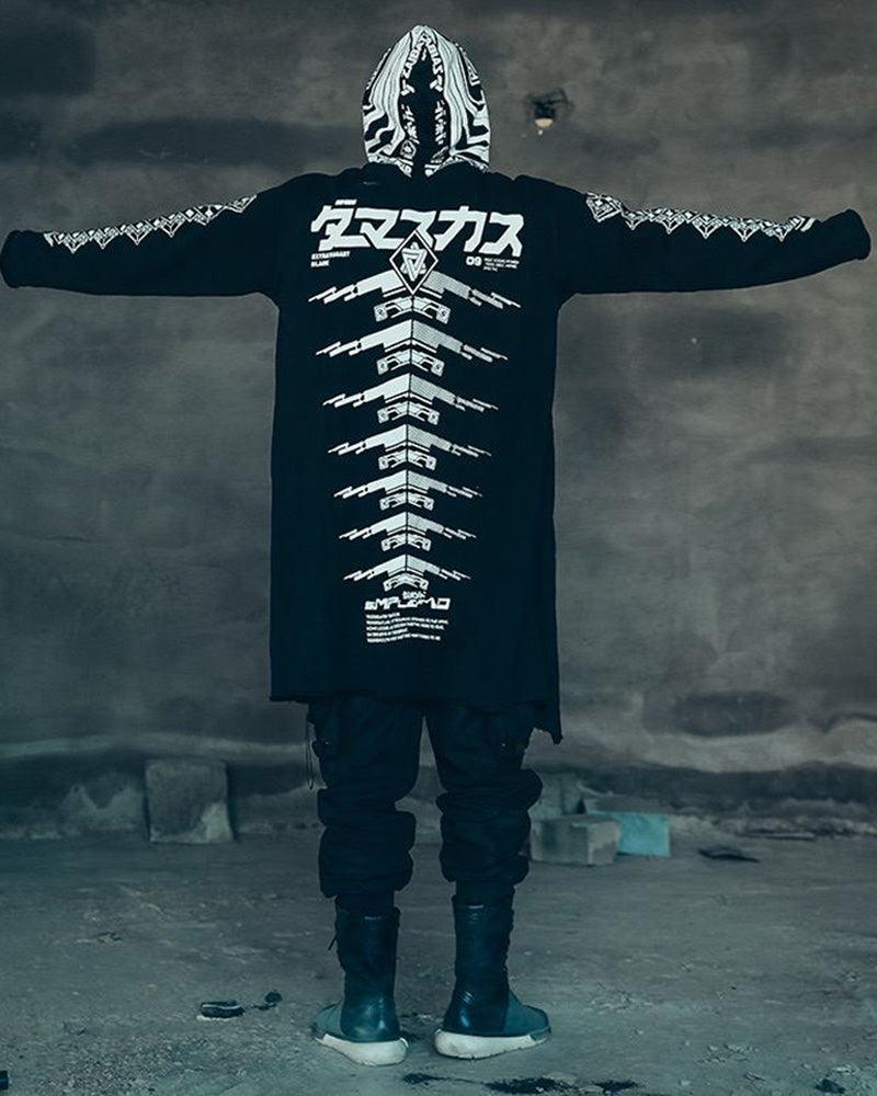 Manteau Long Sombre Avant-Garde - manteau urban - Manteau long sombre au style futuriste pour un look unique