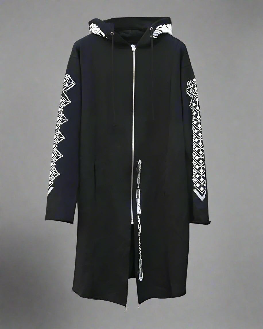 Manteau Long Sombre Avant-Garde -  style techwear - Manteau long sombre au style futuriste pour un look unique
