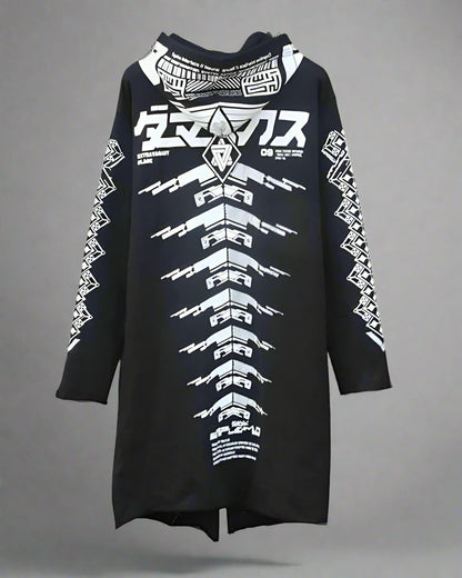 Manteau Long Sombre Avant-Garde -  techwear - Manteau long sombre au style futuriste pour un look unique