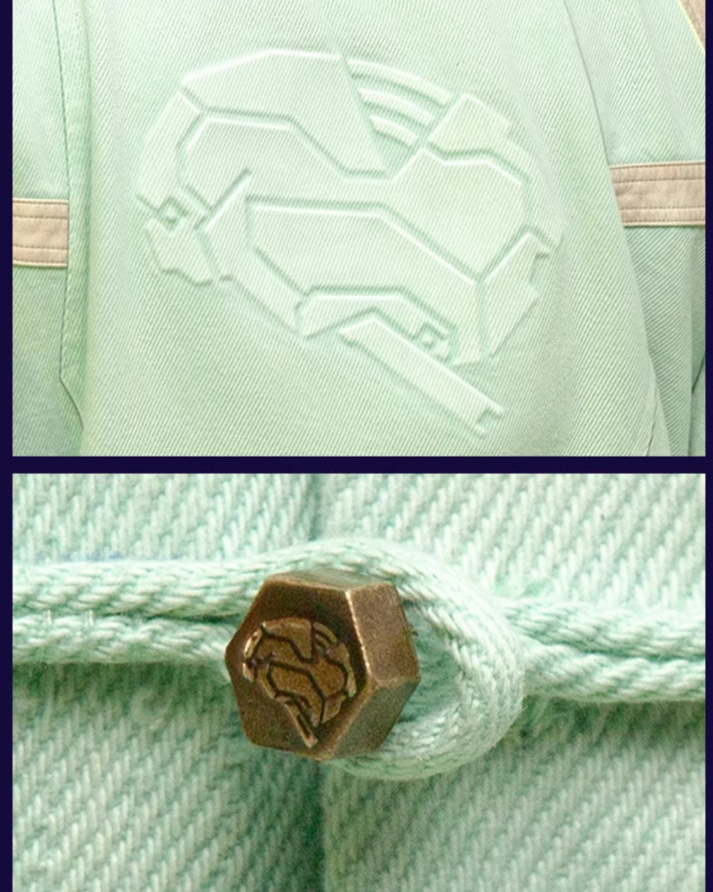 Manteau Patchwork 3D Avant-Garde -  cyan - Manteau Patchwork 3D en Denim et Cuir