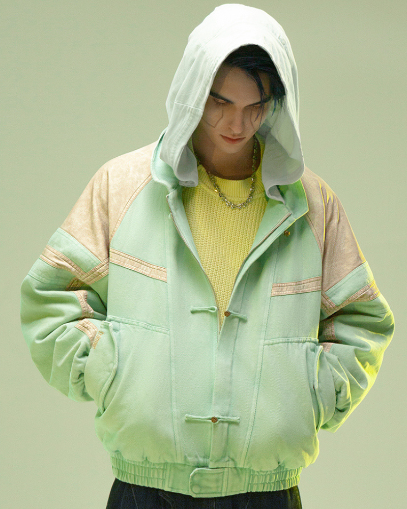 Manteau Patchwork 3D Avant-Garde -  design patchwork - Manteau Patchwork 3D en Denim et Cuir