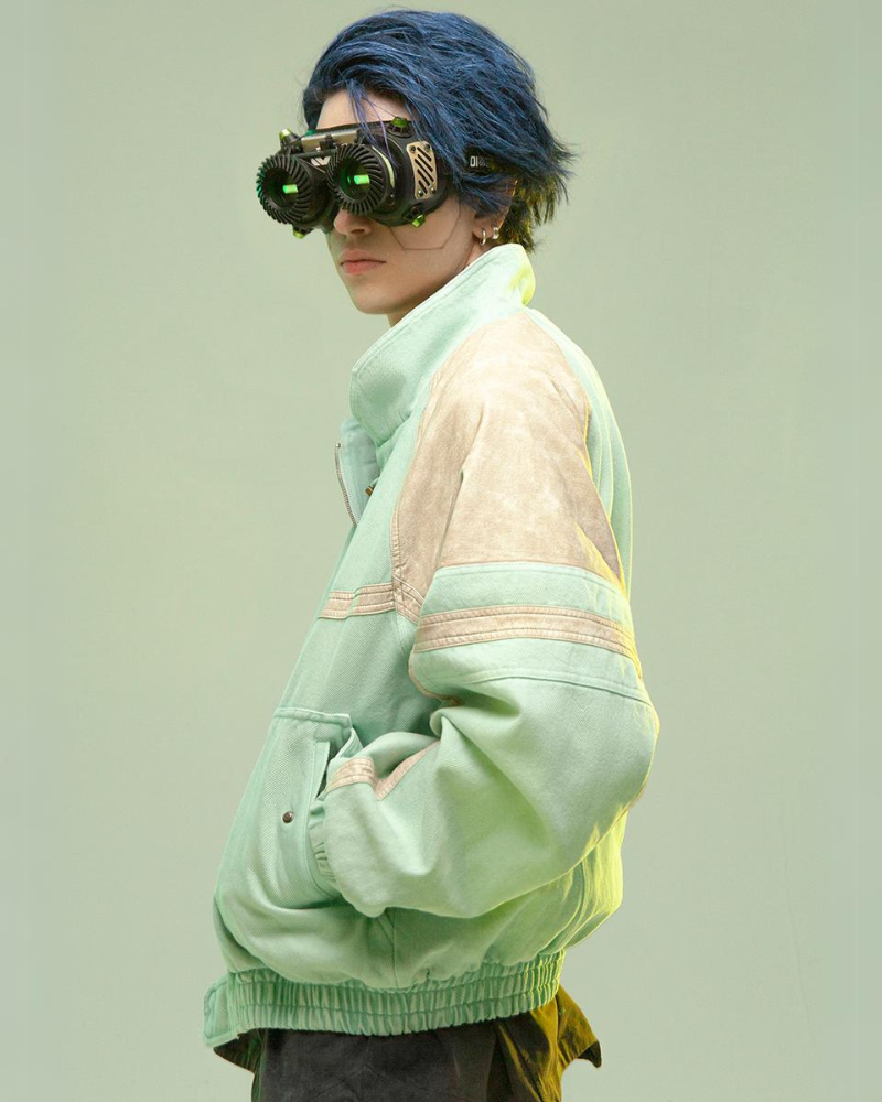 Manteau Patchwork 3D Avant-Garde -  patchwork - Manteau Patchwork 3D en Denim et Cuir