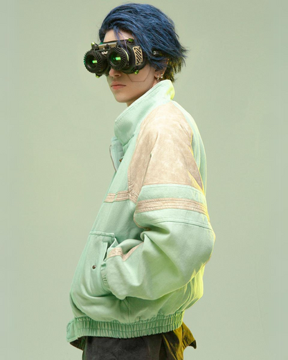 Manteau Patchwork 3D Avant-Garde -  patchwork - Manteau Patchwork 3D en Denim et Cuir