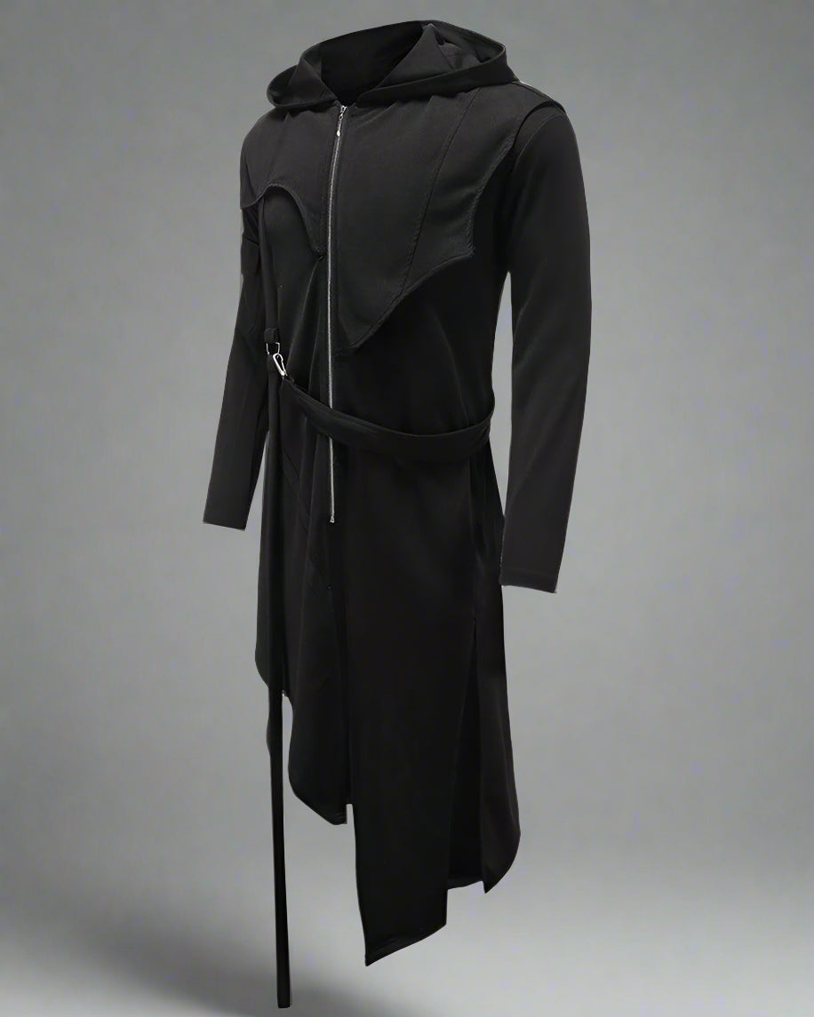 Manteau Technique Long Asymétrique Chic -  cosplay - Manteau Long Asymétrique Chic à Capuche pour un Style Unique