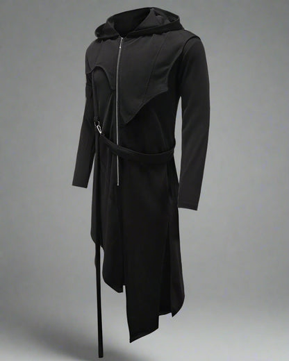 Manteau Technique Long Asymétrique Chic -  cosplay - Manteau Long Asymétrique Chic à Capuche pour un Style Unique