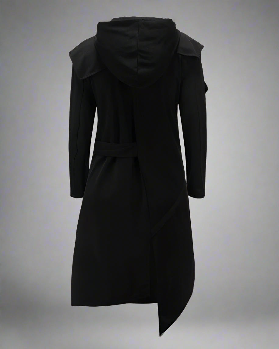 Manteau Technique Long Asymétrique Chic - manteau à capuche - Manteau Long Asymétrique Chic à Capuche pour un Style Unique