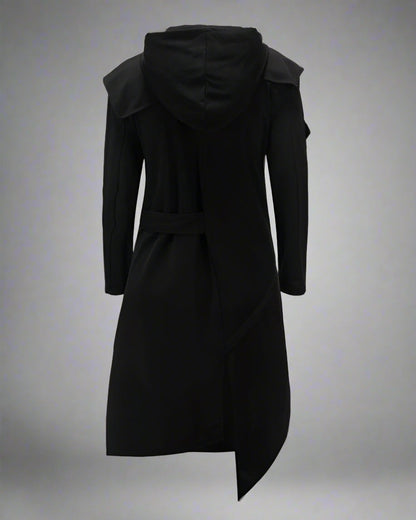 Manteau Technique Long Asymétrique Chic - manteau à capuche - Manteau Long Asymétrique Chic à Capuche pour un Style Unique
