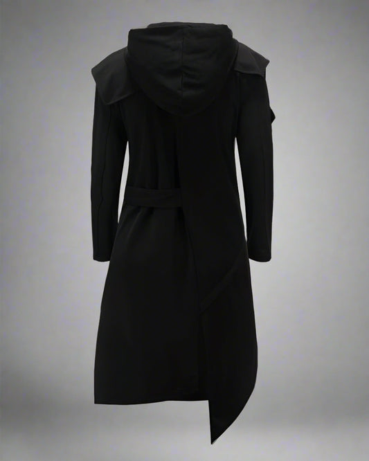 Manteau Technique Long Asymétrique Chic - manteau à capuche - Manteau Long Asymétrique Chic à Capuche pour un Style Unique