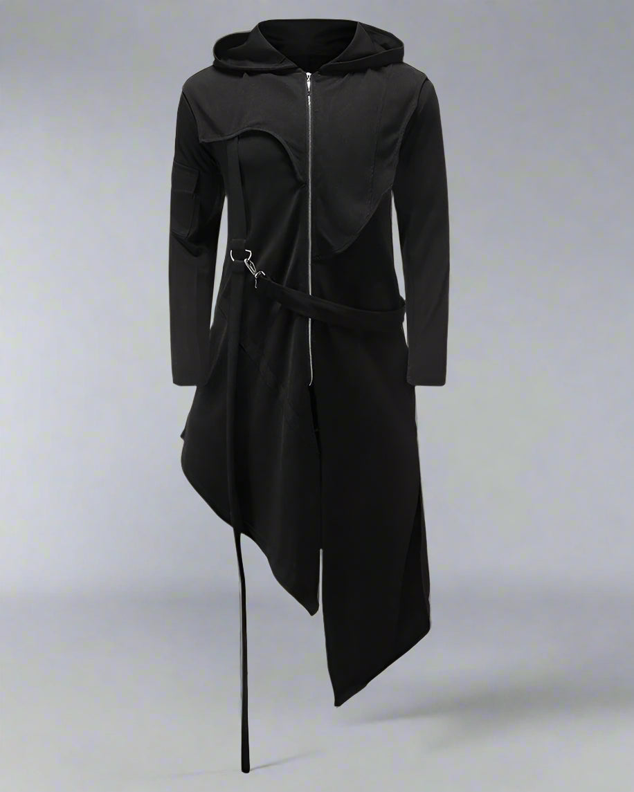 Manteau Technique Long Asymétrique Chic - manteau - Manteau Long Asymétrique Chic à Capuche pour un Style Unique