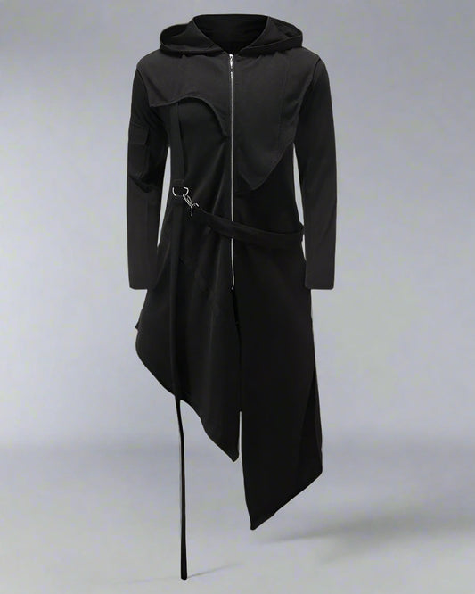 Manteau Technique Long Asymétrique Chic - manteau - Manteau Long Asymétrique Chic à Capuche pour un Style Unique