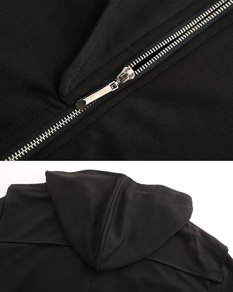 Manteau Technique Long Asymétrique Chic -  streetwear - Manteau Long Asymétrique Chic à Capuche pour un Style Unique