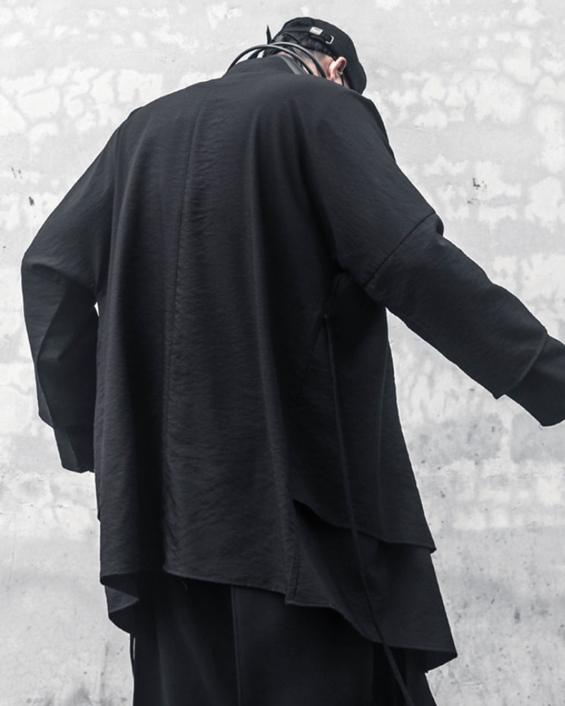 Manteau traditionnel inspiré des samouraïs - manteau long noir - Manteau inspiré des samouraïs en coton durable