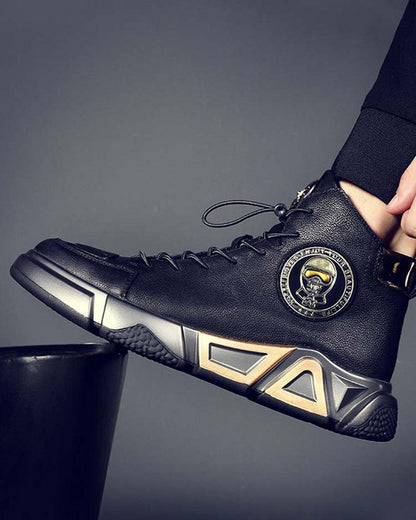 Baskets Techwear en Cuir Élevées