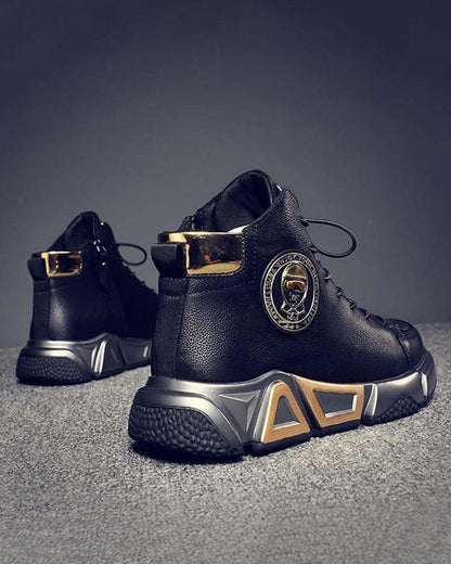 Baskets Techwear en Cuir Élevées