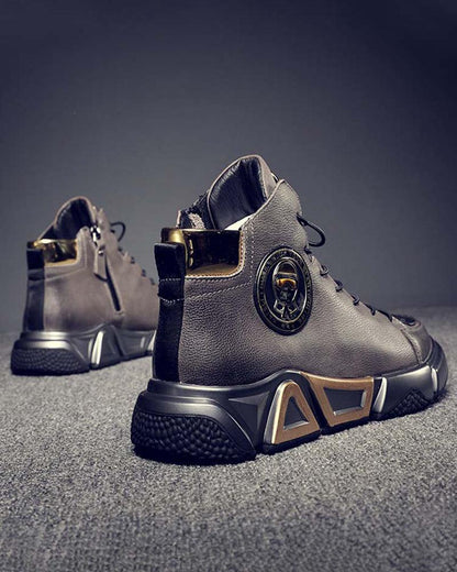 Baskets Techwear en Cuir Élevées