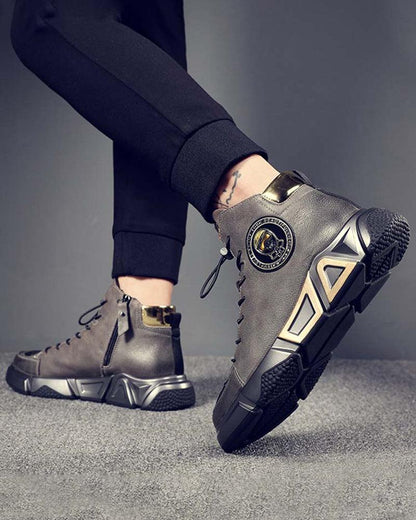 Baskets Techwear en Cuir Élevées