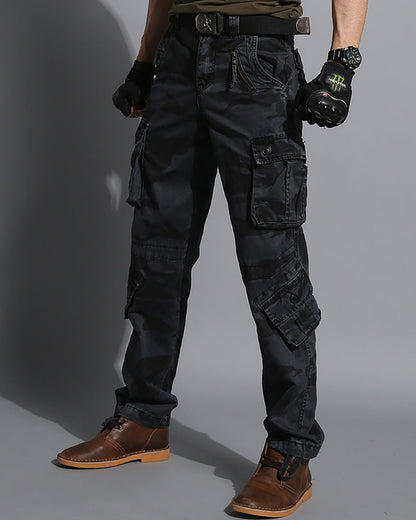 Pantalon Cargo Camouflage Noir Discret -  camouflage noir - Pantalon Cargo Camouflage Noir pour un Style Décontracté