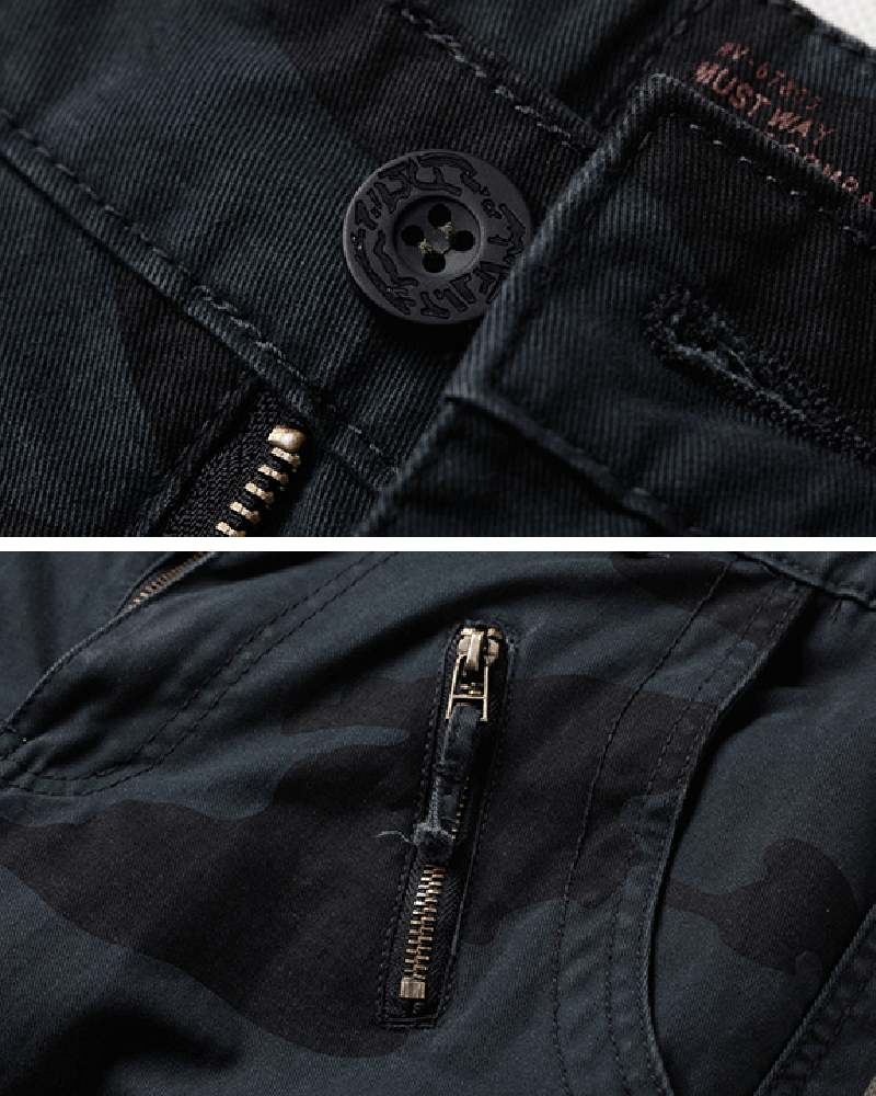 Pantalon Cargo Camouflage Noir Discret -  mode urbaine - Pantalon Cargo Camouflage Noir pour un Style Décontracté
