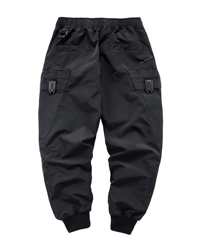 Pantalon Cargo Chic Noir avec Poche Zippée -  mode versatile - Pantalon Cargo Noir avec Poches Zippées pour Confort Quotidien