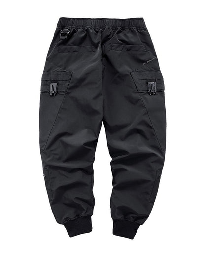 Pantalon Cargo Chic Noir avec Poche Zippée -  mode versatile - Pantalon Cargo Noir avec Poches Zippées pour Confort Quotidien
