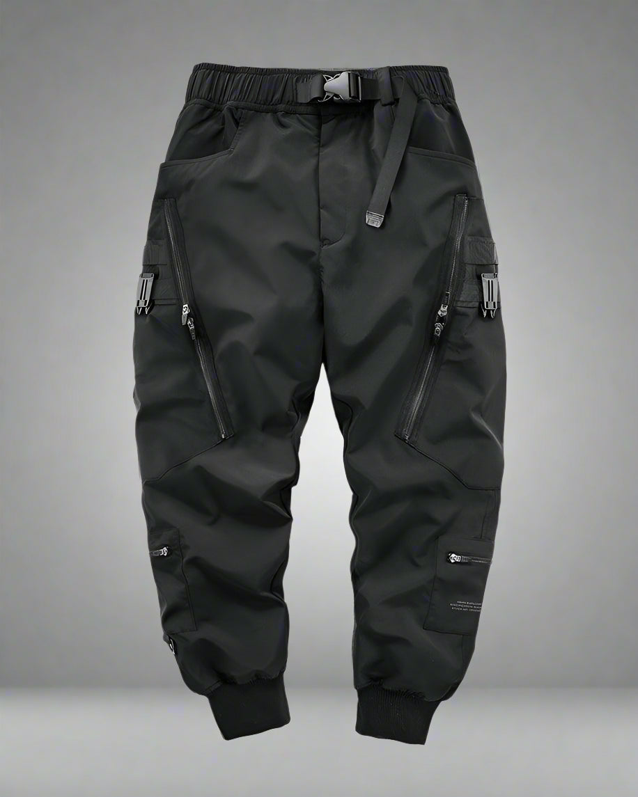 Pantalon Cargo Chic Noir avec Poche Zippée - pantalon cargo - Pantalon Cargo Noir avec Poches Zippées pour Confort Quotidien
