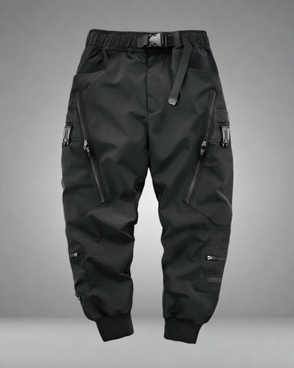 Pantalon Cargo Chic Noir avec Poche Zippée - pantalon cargo - Pantalon Cargo Noir avec Poches Zippées pour Confort Quotidien